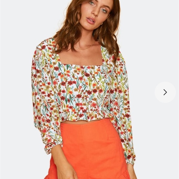 Lost + Wander Tops - Lost + Wander Renee Floral Crop Top long sleeve flower belly shirt hippy boho